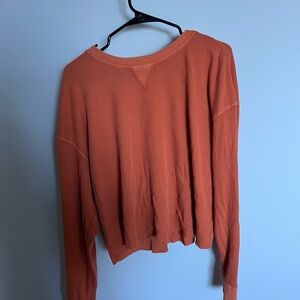 Women's Orange Waffle Sweater